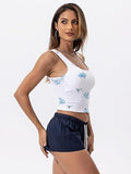 Danysu Women Floral Square Neck Tank Top with Built in Bra