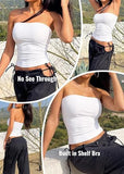 Tube Top Strapless Bandeau Crop Tank Tops with Built in Bra