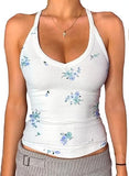 Danysu V Neck Racerback Floral Tank Top with Built in Bra