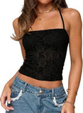 Lace Halter Backless Tie Cami Top