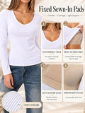 Long Sleeve V Neck Ribbed Shirt
