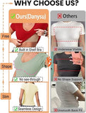V Neck Short Sleeve Fitted Crop Shirts with Built in Bra