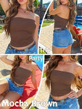 Tube Top Strapless Bandeau Crop Tank Tops with Built in Bra