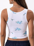 Danysu Women Floral Square Neck Tank Top with Built in Bra