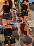 Tube Top Strapless Bandeau Crop Tank Tops with Built in Bra