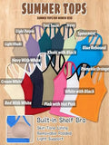 V Neck Cotton Tank Tops with Built-in Shelf Bra - Color Mix & Contrast