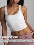 Danysu Women Square Neck Tank Top with Built in Bra—Tropical Brilliance