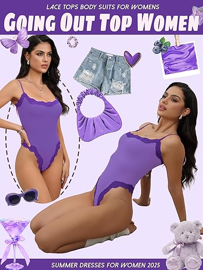 Lace Body Suit Square Neck Tops for Women Sleeveless Spaghetti Strap T Danysu Lace Body Suit Square Neck Tops for Women Sleeveless Spaghetti Strap T Danysu