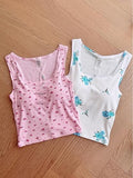 Danysu Women Floral Square Neck Tank Top with Built in Bra