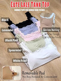 Padded Lace Tank Top Square Neck Double Lined Basic Crop Tops