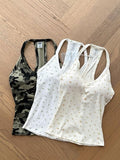 Danysu V Neck Racerback Floral Tank Top with Built in Bra