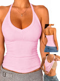 Adjustable Halter Tank Tops for Women with Built in Bra Camisole