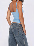 Rose Square Neck Cami Crop Top