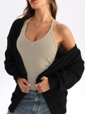 V Neck Cotton Tank Tops with Built-in Shelf Bra - Bright & Fresh