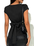 Tie Back Snatching Sexy V Neck T Shirt
