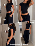 Womens Tops Short Sleeve Fitted Crop T Shirt with Built in Bra