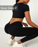 Danysu V-Back Scrunch Butt Leggings Naked Feel