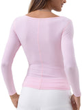 Danysu Women's Ribbed Long Sleeve Twist Front Top