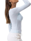 Danysu Women's Ribbed Long Sleeve Twist Front Top