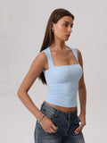 Square Neck Tapered Strap Fitted Tank Top
