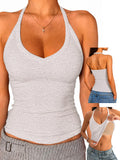 Adjustable Halter Tank Tops for Women with Built in Bra Camisole