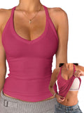 V Neck Cotton Tank Tops with Built-in Shelf Bra - Bright & Fresh