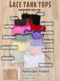 Padded Lace Cami Top Double Lined Sexy Tank Top Spaghetti Strap Club Party Shirt - Soft Pastels