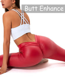 Danysu V-Back Scrunch Butt Leggings Stretch Faux Leather