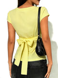 Tie Back Snatching Sexy V Neck T Shirt
