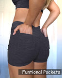 Danysu Black V Back Booty Shorts with Pocket