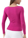 Danysu Women's Ribbed Long Sleeve Twist Front Top