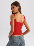 Rose Square Neck Cami Crop Top