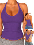 Adjustable Halter Tank Tops for Women with Built in Bra Camisole