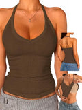 Adjustable Halter Tank Tops for Women with Built in Bra Camisole