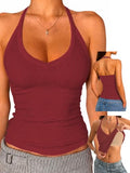 Adjustable Halter Tank Tops for Women with Built in Bra Camisole