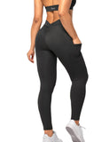 Danysu Pocket V-Back Scrunch Butt Leggings Naked Feel