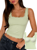Lace Square Neck Basic Tank Top