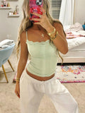 Padded Lace Cami Top Double Lined Sexy Tank Top Spaghetti Strap Club Party Shirt - Soft Pastels