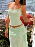 Padded Lace Cami Top Double Lined Sexy Tank Top Spaghetti Strap Club Party Shirt - Soft Pastels
