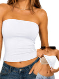 Tube Top Strapless Bandeau Crop Tank Tops with Built in Bra