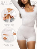 V Neck Ballet Wrap Tops for Women Pilates Outfits Long Sleeve Shirts