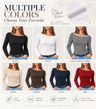 Long Sleeve Boat Neck Ribbed Shirt