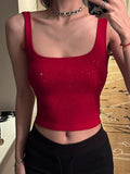 Danysu Women Diamond Square Neck Tank Top with Built in Bra