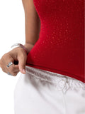 Danysu Women Diamond Square Neck Tank Top with Built in Bra