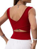 Danysu Women Diamond Square Neck Tank Top with Built in Bra