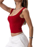 Danysu Women Diamond Square Neck Tank Top with Built in Bra
