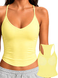 Padded Tank Tops for Women Double Line V Neck Racerback Camisole